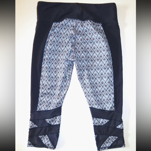 ATHLETA Mantra mosaic mesh criss cross ballet athletic capri leggings pants LP - Picture 5 of 8